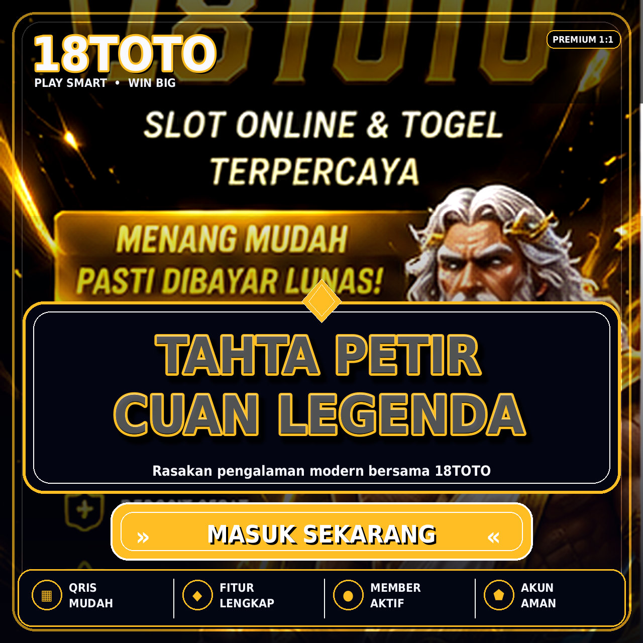 Banner 18TOTO — ilustrasi layanan dan kategori permainan
